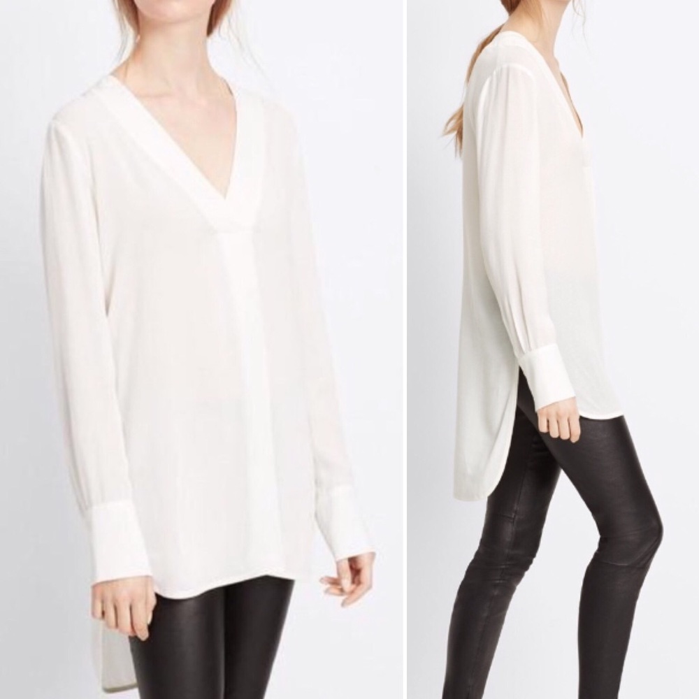 VINCE V-neck Rayon Tunic Blouse XS